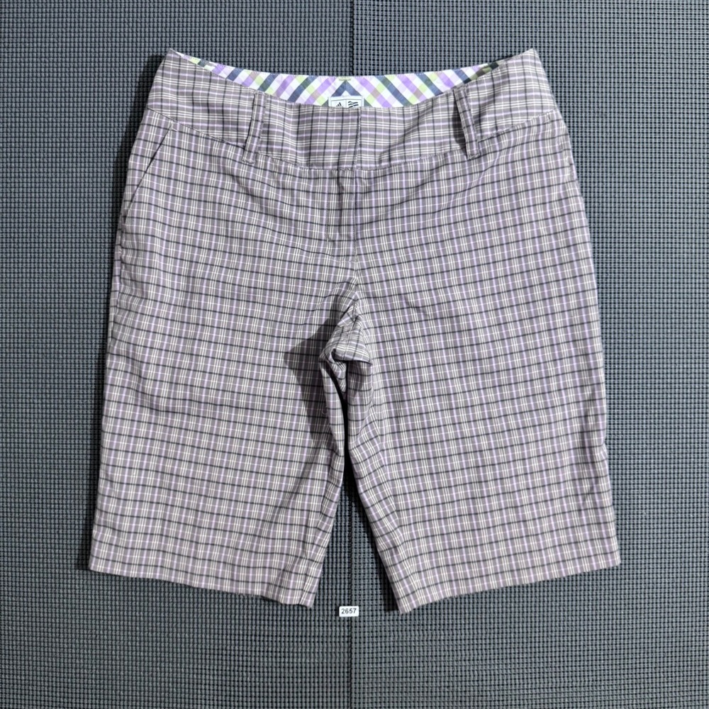 Adidas Women Purple Plaid Golf Shorts Size 6